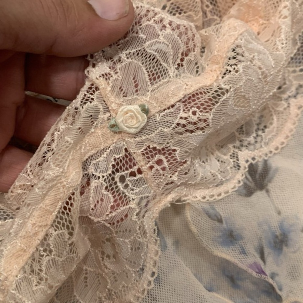 Vintage Victoria's Secret Floral Lace Babydoll Top M/L Y2K Cottagecore Lingerie - Picture 4 of 12